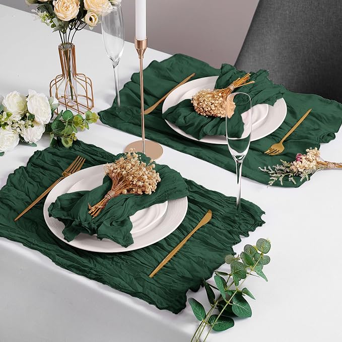 LZY 30 Pack Gauze Cheesecloth Napkins 20x20 Inch Dinner Cloth Napkins, Soft Boho Table Napkins Rustic Wrinkled Cheese Cloth Napkins Bulk for Wedding Party Baby Shower Event Decor (Emerald Green) - Image 6