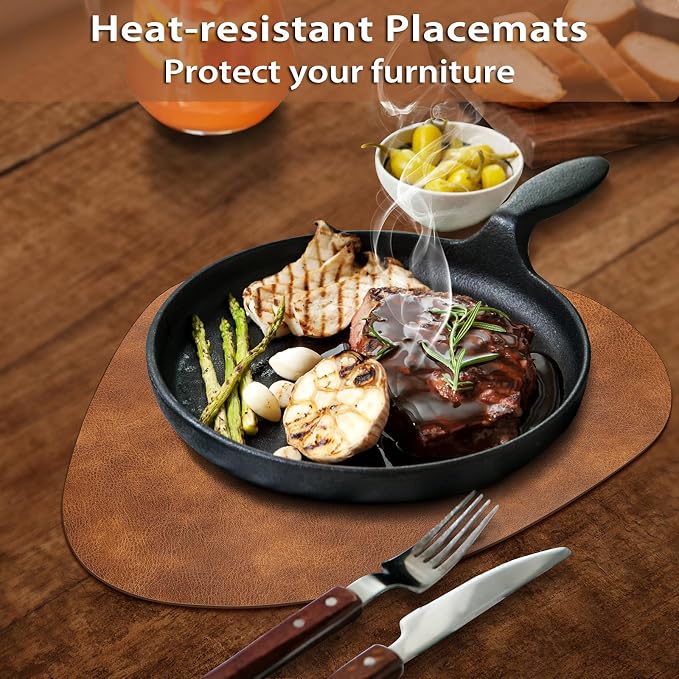 ADRIMER Placemats, Heat Resistant Round Placemats Set of 12 Washable 13 x 17 Inch, Waterproof Table Mats Wipeable for Kitchen, Dining Room Table Christmas Decor, Turmeric Brown - Image 2