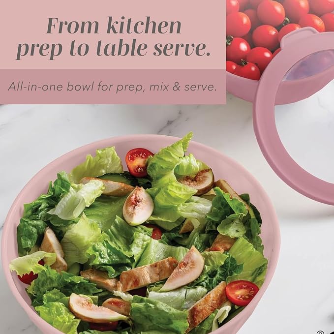 COOK WITH COLOR Mixing Bowls with Lids - 12 Piece Plastic Nesting Bowls Set includes 6 Prep Bowls and 6 Lids, Microwave Safe Mixing Bowl Set, Pink Diamond - Image 9