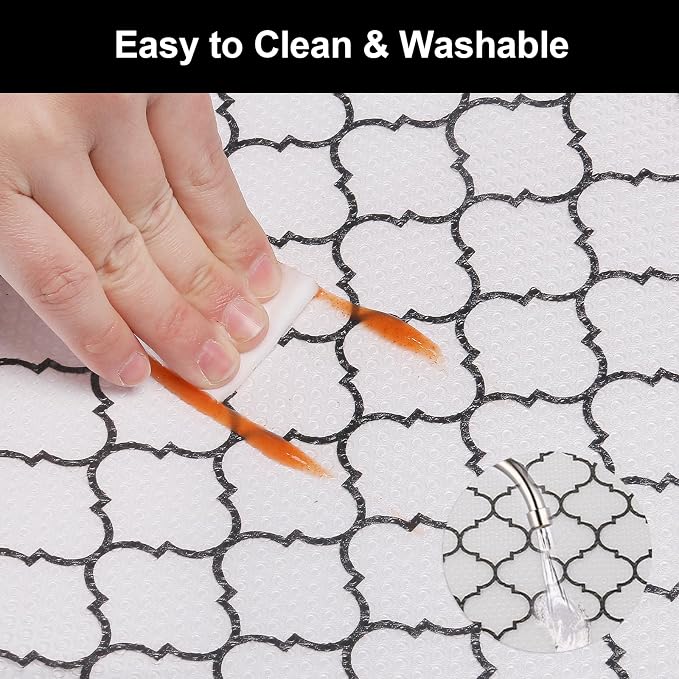 Cooyes Shelf Liner, Non Adhesive Drawer and Cabinet Liner, EVA Washable Oil-Proof Shelf Paper for Kitchen Cabinets, Refrigerator, Storage, Desks with Modern Pattern - Image 8