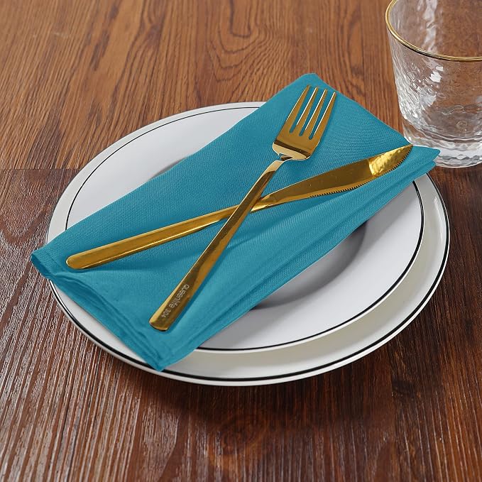 Cloth Napkins 20x20 inch Washable Polyester Dinner Napkins Soft Table Napkins for Wedding Party Dining Banquet(Caribbean Blue,50PCS) - Image 4
