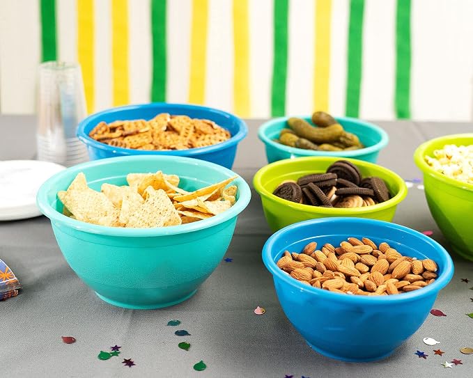 Stephanie Imports Made in USA 6-Piece Set of Prep & Store Plastic Bowls with Clear Lids (BPA-Free and Dishwasher Safe) - Blue, Teal and Green - Image 5