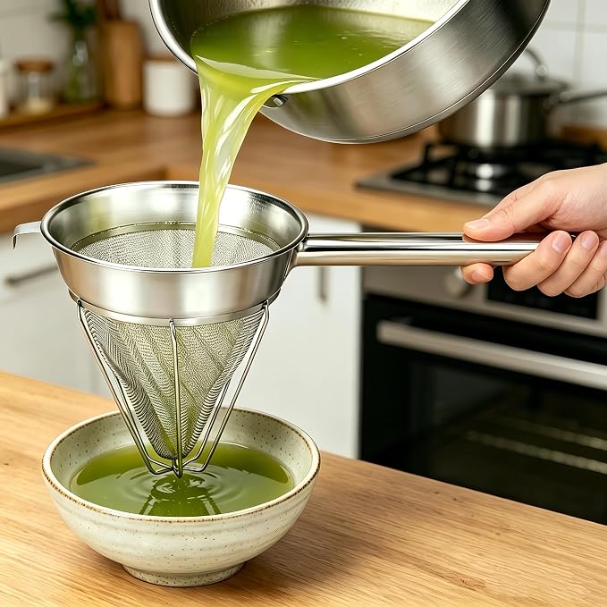 10-Inch Stainless Steel Fine Mesh Chinois Strainer | Large Strainer Reinforced Bouillon Strainer for Sauces, Soups, Purees, Pastes, Jelly, Custard, Curds and etc. - Image 9