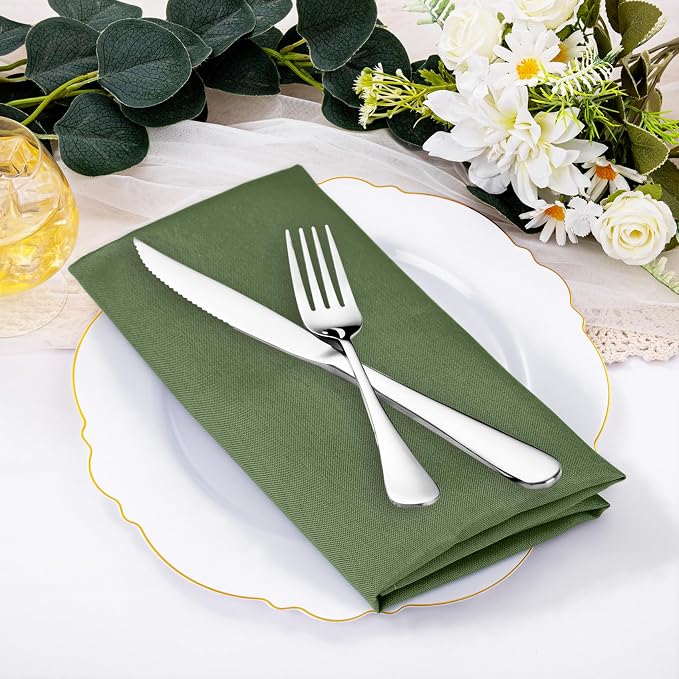 SuperO Set of 40 Cloth Napkins 17 x 17 Inch, Polyester Solid Washable Dinner Napkins with Hemmed Edges,Great for Restaurant, Wedding and Party(Willow) - Image 2
