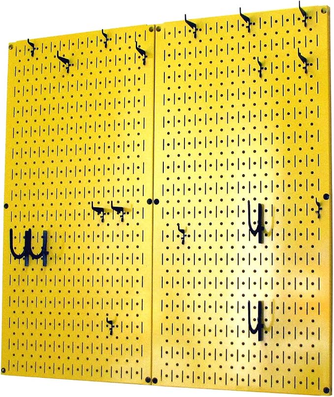 Wall Control Kitchen Pegboard Organizer Pots and Pans Storage Rack Organization Kit with Yellow Pegboard and Black Accessories - Image 2