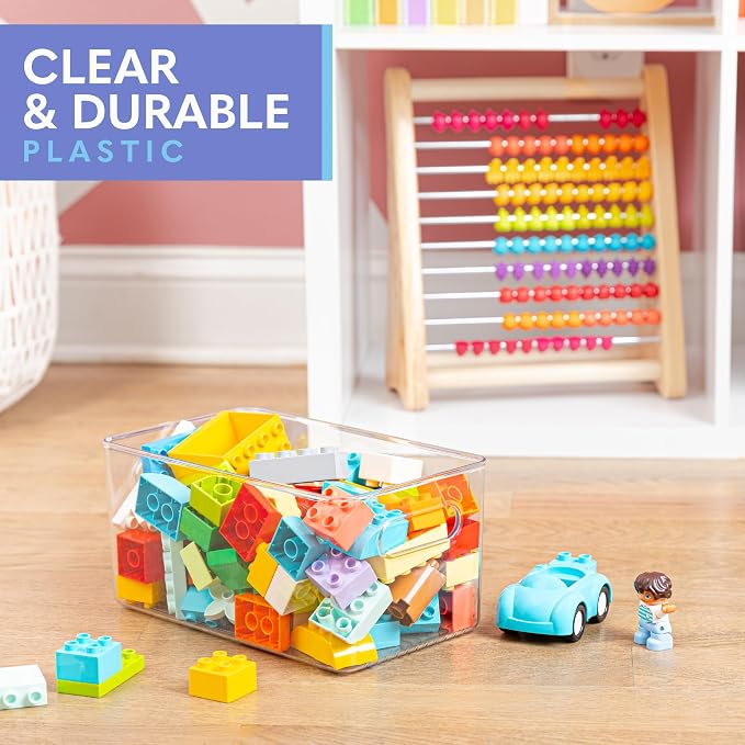 Plastic Food Storage 4 Pack Clear Container Bin with Handles for Organizing Kitchen, Pantry, Fridge, Freezer, Pantry,Bathroom. 10"x6"x5" - Image 5