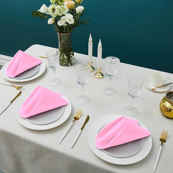 MDS® Pack of 200 Satin Napkins 12 x 12 Inch, Soft Silky Reusable Cloth Dinner Table Napkins for Wedding Décor, Reception, Birthday, Parties, Banquets, Catering, Restaurants & Hotel - Pink - Image 2