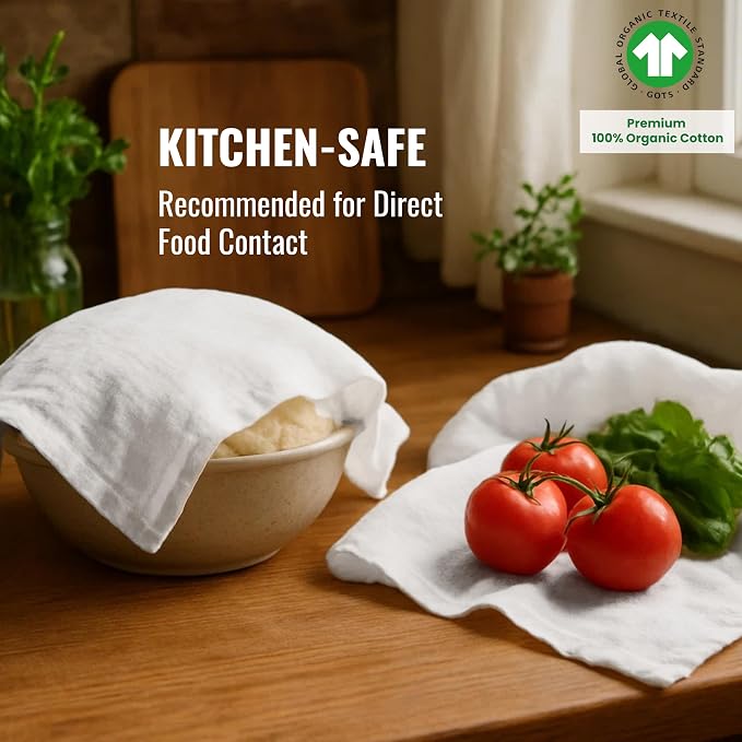Flour Sack Towels | Tea Towel for Crafts| Kitchen Dish Cotton Blank Towel for Embroidery| Baking Bread Proofing Linen Cover| Super Absorbent Quick Dry| 6 Pack 28"x28" White - Image 2