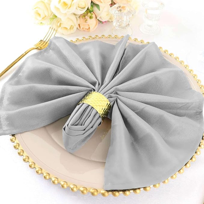 Efavormart Premium Cloth Napkins Set of 100, 20x20 Inch Silver Violet Seamless Dinner Napkins, Washable Linen Table Napkin Cloth with Hemmed Edges for Weddings, Party and Banquet - Image 2