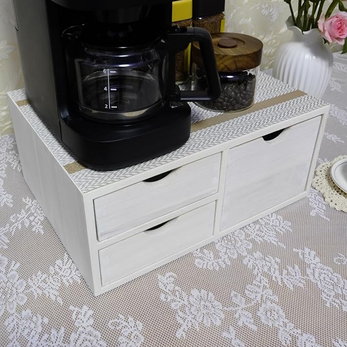 DDYURI Kitchen Storage Organizer with 3 Drawers for Coffee Brew K Cup/Coffee Pod Holder - Office Organization Drawer for Desk, Multi-Purpose Mini Wood Cabinet Countertop Stand Shelf CF2D3C White - Image 5