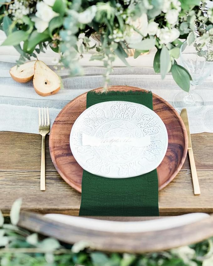 36 Pack Green Cloth Napkins Cotton Linen Napkin 16 x 16 Inch Green Napkins Cloth Handmade with Fringe Soft Washable Rustic Dinner Napkin Cloths for Wedding Party Dinner Table - Image 5
