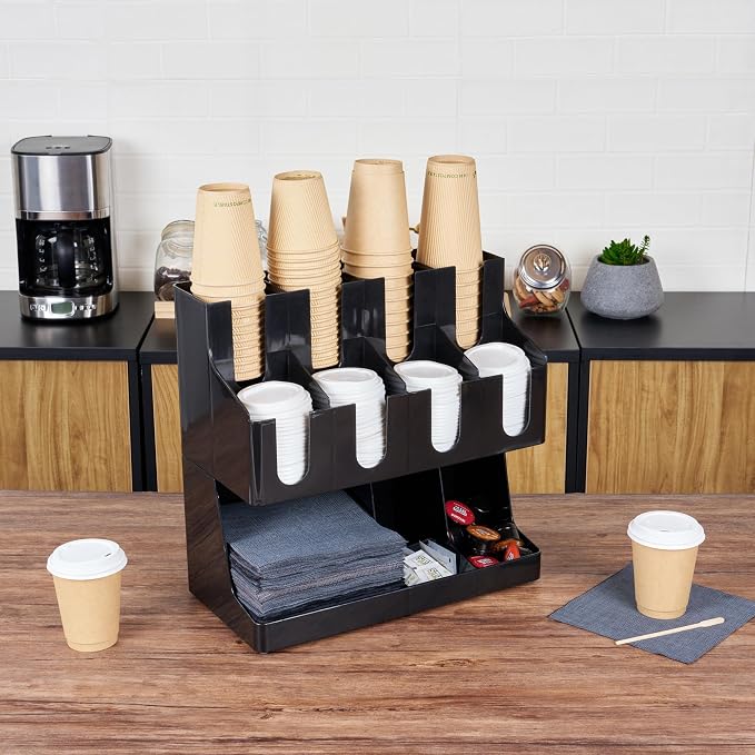 Restaurantware Restpresso Coffee Bar Organizer, 1 Count Durable 11 Compartments, Compact Size, Black Plastic Tabletop Coffee Supplies Organizer For Homes, Office Spaces, Breakrooms, and Lounges - Image 3
