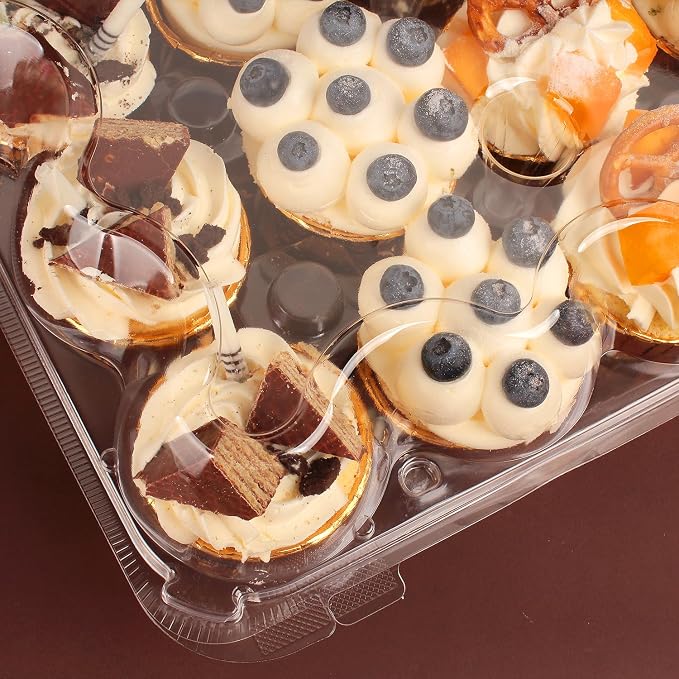 24 Count Cupcake Containers with Tall Dome Lids, 10 Pack Clear Plastic Stackable Cupcake Boxes, Detachable Covers for Frosted Cupcakes, Standard Size Cupcake Carrier for Parties, Bake Sales, Events - Image 4