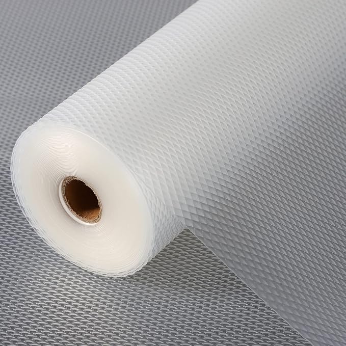 Anoak Shelf Liner, 12 Inches x 10(120.1 Inch) FT Non-Slip Cabinet Liner, Diamond Pattern Clear by ANOAK