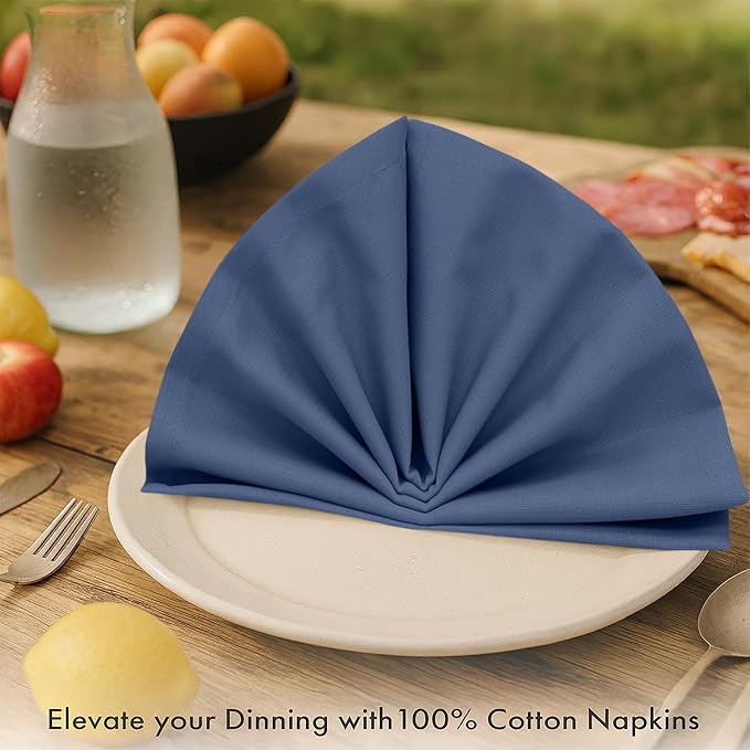 Ruvanti Cloth Napkins Set of 6, 100% Cotton High GSM 18x18 Inches Soft, Washable, Highly Durable & Absorbent, Perfect for Parties, Christmas, Thanksgiving Dinners – Bijou Blue - Image 2