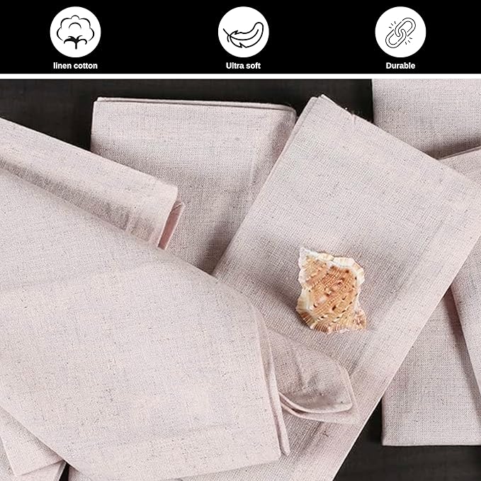 Linen Flax Cotton Cloth Dinner Napkins Set of 12 – 18x18 | Natural Reusable Fabric Napkins For Weddings, parties, Dinners & Table Décor – Elegant & Durable - Image 7