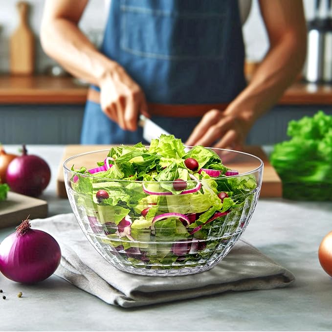 Carlita - 150-Ounce Plastic Serving Bowls (Set of 2), 10-Inch Clear Salad Bowl Set, BPA-Free, Shatter-Proof, Dishwasher-Safe, Stackable, Great for Salad, Fruit, Cereal, Snack, and More - Image 2