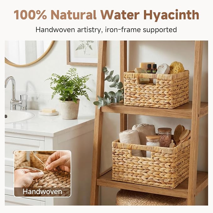 StorageWorks Wicker Baskets for Storage, Wicker Storage Baskets, 2-Pack | Water Hyacinth Storage Baskets for Organizing,Wicker Storage Baskets for Shelves,Decorative Baskets,Woven Baskets for Storage - Image 5