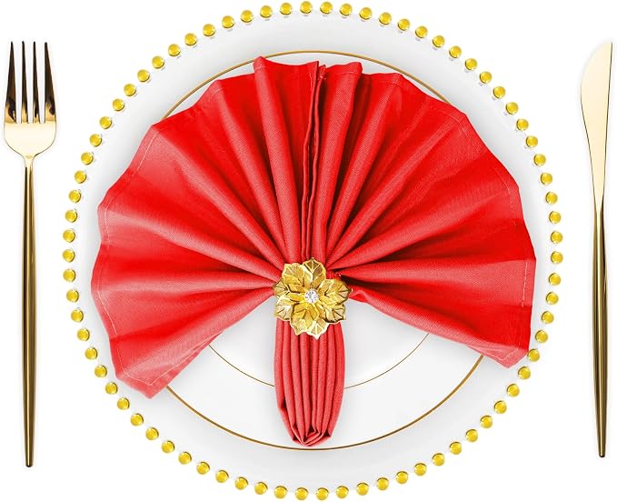 SuperO Set of 40 Cloth Napkins 17 x 17 Inch, Polyester Solid Washable Dinner Napkins with Hemmed Edges,Great for Restaurant, Wedding and Party(Red) by SuperO