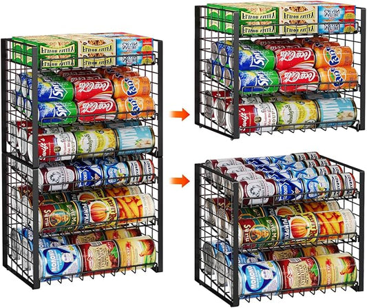 JKsmart 3-Tier Stackable Can Rack Organizer for Pantry, Adjustable Can Storage Holder for Various Ounces of Canned food Soda Drinks, Can Dispenser for Kitchen Cupboard Cabinet, 2 Pack by JKsmart