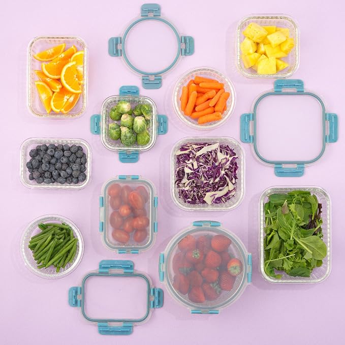 JoyJolt 24pc Borosilicate Glass Storage Containers with Lids | 12 Airtight/Freezer Safe Food Storage Containers for Pantry and Kitchen | Meal Prep Container for Lunch | Glass Tupperware Set - Image 8