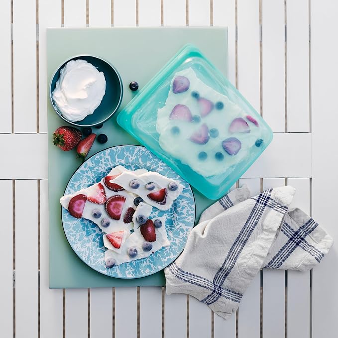 Stasher Premium Reusable Silicone Food Storage Bags, 4-Pack, Aqua | Food-Safe Silicone, Eco-Friendly, Reusable Freezer Bags, Microwave, Dishwasher, Oven, Snack Bags, Lunch Containers, Meal Prep - Image 2