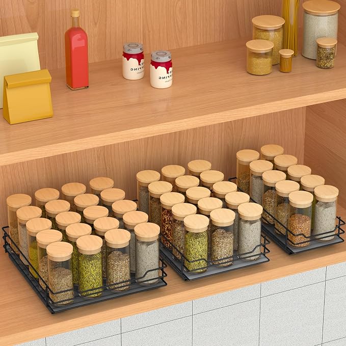 BOIVSHI Pull Out Spice Rack Organizer for Cabinet, Heavy Duty Slide Out Spice Rack Organizer for Kitchen Cabinets and Pantry, Fits Spices, Sauces, Canned Food (4.5''Wx10.5''Dx2.5''H) - Image 8