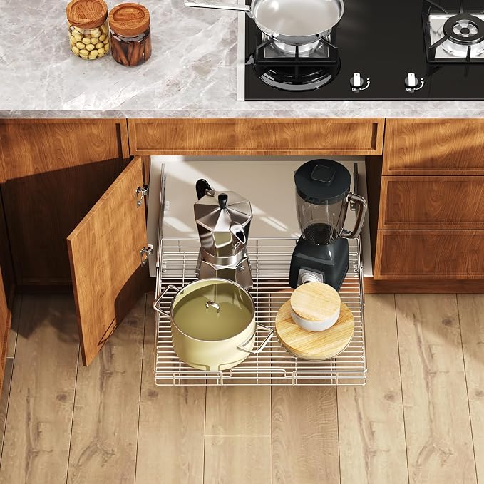 LOVMOR Pull Out Cabinet Organizer and Storage 28½" W x 21½" D, Slide Out Shelves for Kitchen Cabinets - Image 5