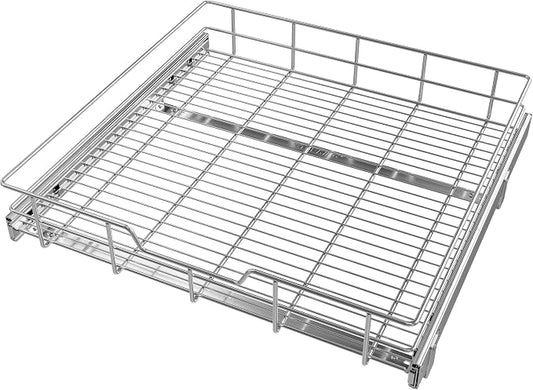 Pull Out Cabinet Organizer 24" W X 22" D, Chromed, Full Slide Out Drawers | For Kitchen Organizers and Storage, Pull Out Drawers For Cabinets Capacity Heavy Duty Caddy, Cabinet Shelves, Bathroom Pantry by STORKING