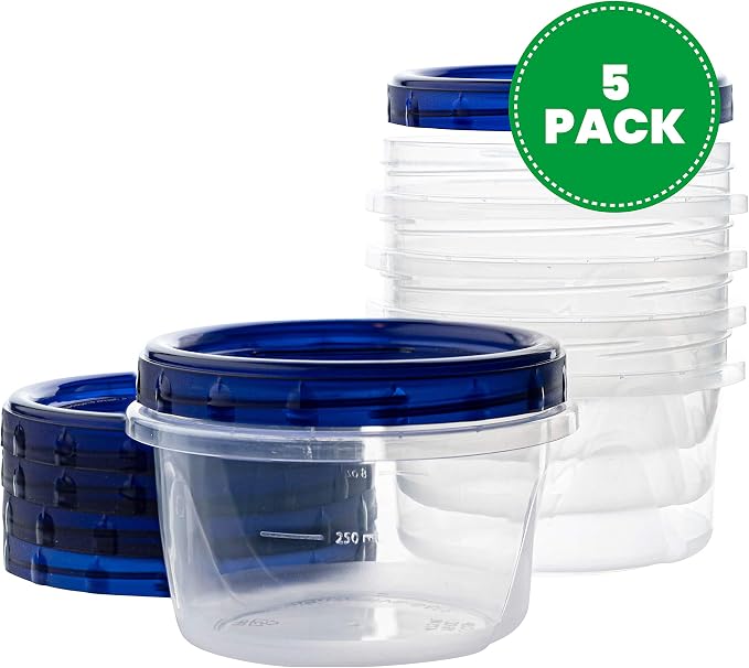 PLASTICPRO Deli Containers Clear bottom With blue Top Twist [16 oz 5 Pack] - Image 2