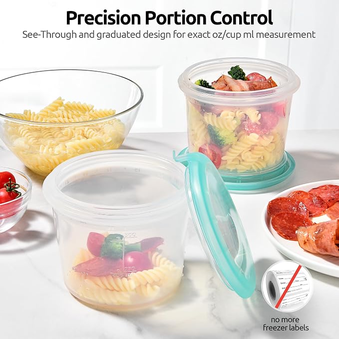 U-Taste Silicone Container with Lid, Kitchen Meal Prep Food Storage, 2Cup*2 | Food Grade Liquid Silicone, Leak-Proof Airtight Lid, Meal Prep Lunch Box, Freezer & Microwave Safe, Clear Date Marking Circle - Image 7