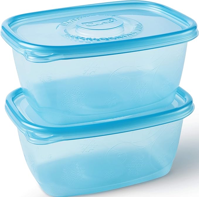 Glad Gladware Freezerware Food Storage Containers, Large Rectangle Holds 64 Ounces of Food, 2 Count Set | Tupperware, Plastic Food Container, Meal Prep Container, Plastic Containers with Lids - Image 4