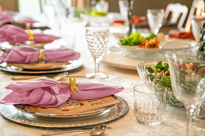 36 Pack Dusty Rose Cloth Napkins, 12 x 12 Inch Cotton with Fringe Settings | Handmade washable reusable cotton dinner napkins in bulk for weddings, parties, rustic boho table settings - Image 7
