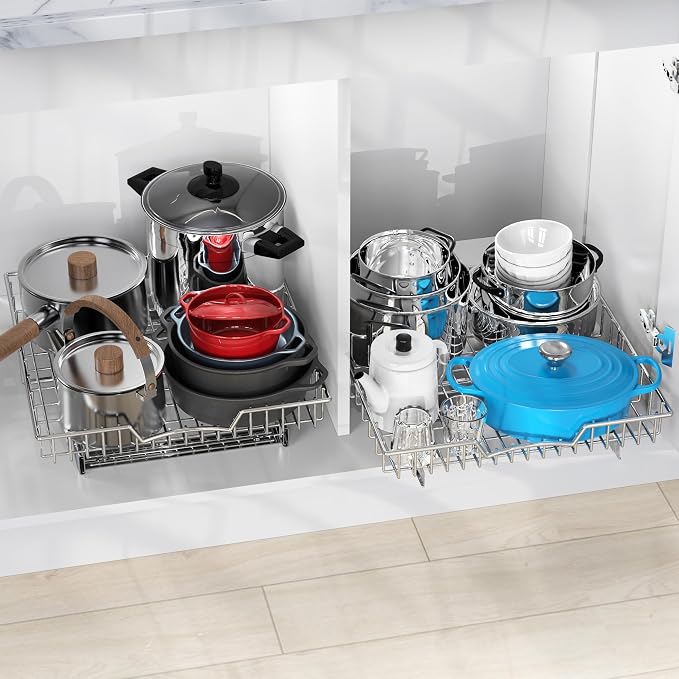 Simple Houseware Under Cabinet Pull Out Sliding Shelf Drawer, 18Dx17W | for Kitchen Organizer - Image 4