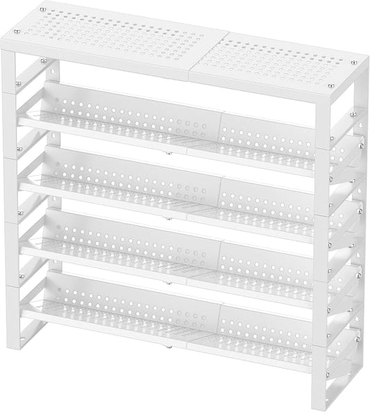 Jojocross Expandable, Stackable, Adjustable Spice Rack kitchen Organizer,Metal Pantry Storage Shelves - Multi-Tier Shelf for Cabinet, Countertop, Pantries, Cupboard or Wall Mount,White by JOJOCROSSHIGHQUALITYLIFE