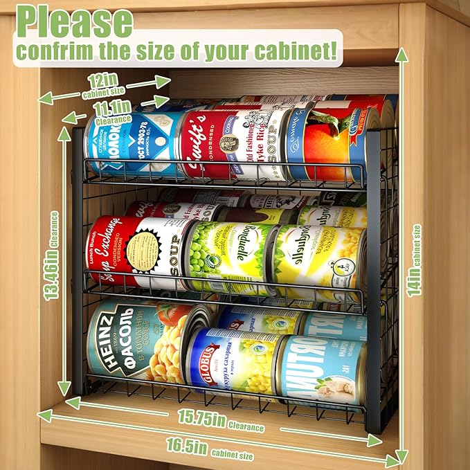 JKsmart 3-Tier Stackable Can Rack Organizer for Pantry, Adjustable Can Storage Holder for Various Ounces of Canned food Soda Drinks, Can Dispenser for Kitchen Cupboard Cabinet, 2 Pack - Image 2