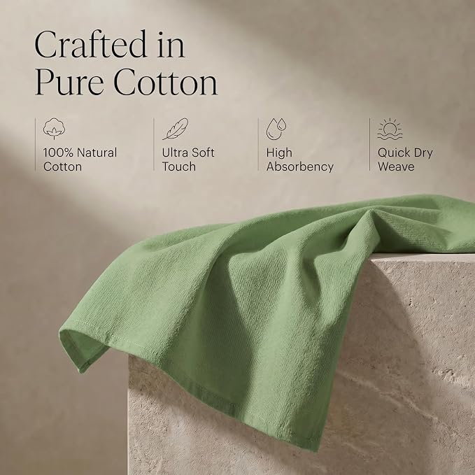 Urban Villa Kitchen Towels Cotton Dish Towels 20”x30” (Set of 6) Green - Image 4
