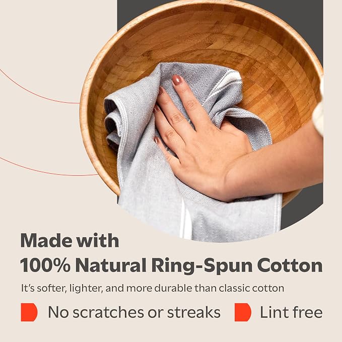 Zeppoli Classic Kitchen Towels - 15 Pack 100% Natural Cotton Towel Set, Reusable Wash Cloths, Absorbent Dish Towels, Machine Washable Hand Towels, Kitchen Essentials - 14” by 25” - Black - Image 3