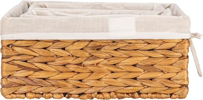 Household Essentials Wicker Basket Set, 3 Pieces, 1 Large and 2 Small Water Hyacinth Baskets for Storage and Organization - Image 9