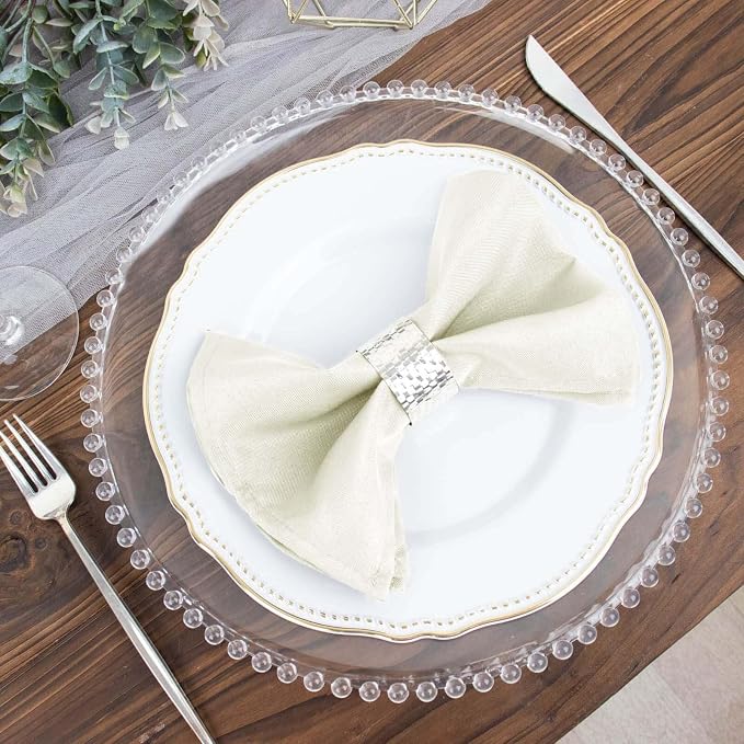 Efavormart Premium Cloth Napkins Set of 10, 17x17 Inch Ivory Violet Seamless Dinner Napkins, Washable Linen Table Napkin Cloth with Hemmed Edges for Weddings, Party and Banquet - Image 2