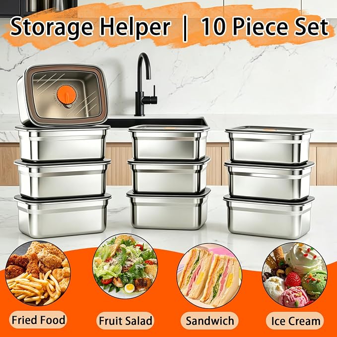 10 Pack 47oz Stainless Steel Food Storage Containers with Lids | BPA Free Leak Proof Metal Meal Prep Reusable Lunch Bento Boxes Women Kids for Gym, Picnic, Office, Outside, Dishwasher Safe - Image 5