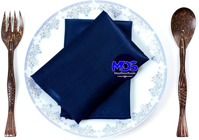 Set of 100 PCS Satin Napkin 12x12 Inch Square, Dinner Table Napkins for Wedding, Bulk Silky Sateen Cloth Napkins for Restaurant Banquet Graduation Birthday Party Decoration - Navy Blue - Image 5