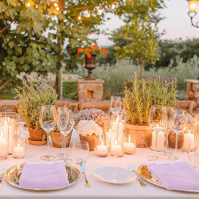 50 Pack Lavender Cloth Napkins 20x20 Inch Cheesecloth Napkins | Elegant Cloth Napkins for Table, Washable Rustic Boho Gauze Napkins, for Wedding Party Bridal Baby Shower Dinner Table Decor - Image 4
