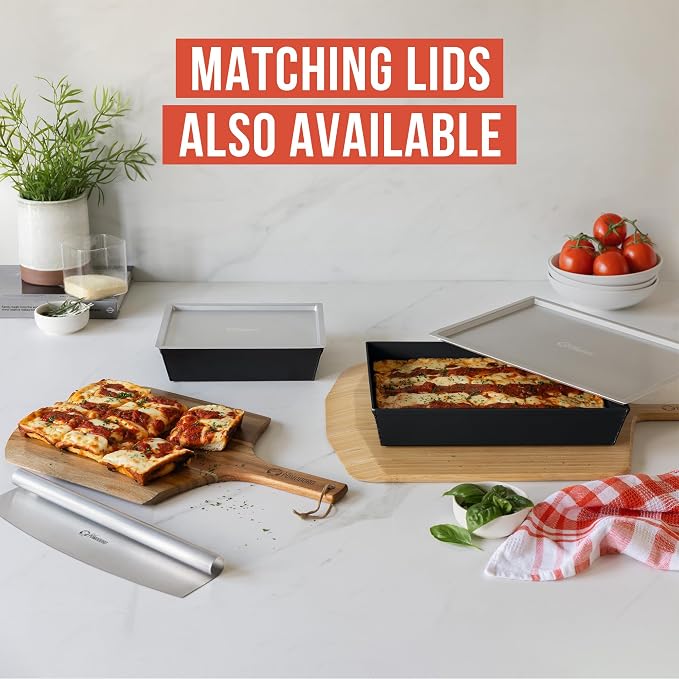 Chef Pomodoro Detroit Style Pizza Pan, 10x14in, Anodized Aluminum Deep Dish | Pre-Seasoned Nonstick Rectangular Bakeware, 2.5in Deep, Great for Casseroles, Focaccia & Deep Dish Desserts, Lasagna Pan - Image 8