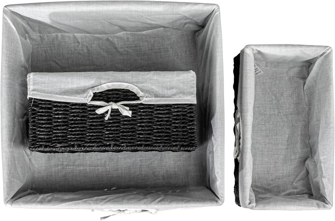 Household Essentials Wicker Basket Set, 3 Pieces, 1 Large and 2 Small Paper Rope Baskets for Storage and Organization - Image 11