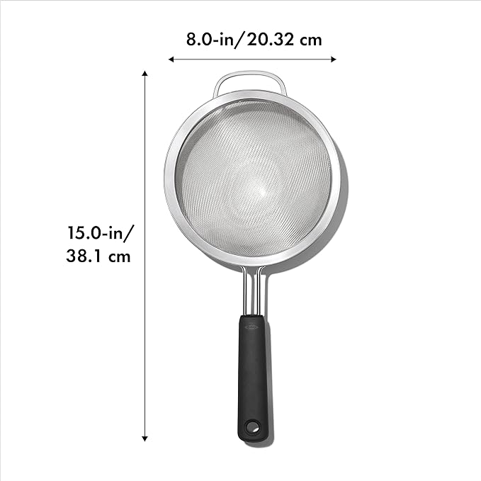 OXO Good Grips 8-Inch Double Rod Strainer + OXO Good Grips Stainless Steel Scraper & Chopper - Image 3