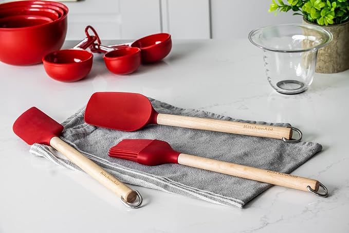 KitchenAid 3pc Birchwood Baking Set with Pastry Brush, Spoon Spatula and Mixer Spatula - Image 6
