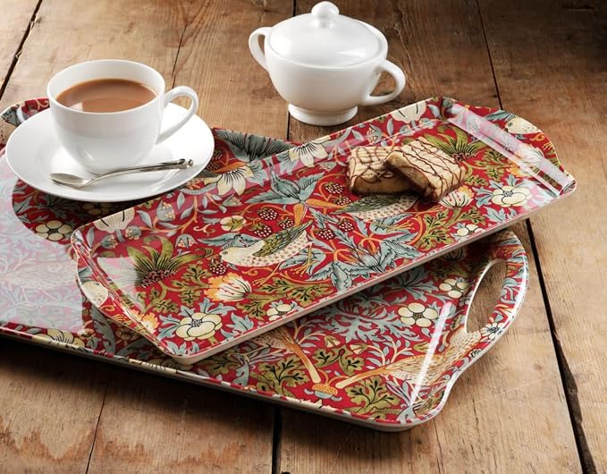 Pimpernel Morris & Co Strawberry Thief Red Collection Sandwich Tray | Serving Platter | Crudité and Appetizer Tray for Indoor and Outdoor use, Made of Melamine, Measures 15.1" x 6.5", Dishwasher Safe - Image 6