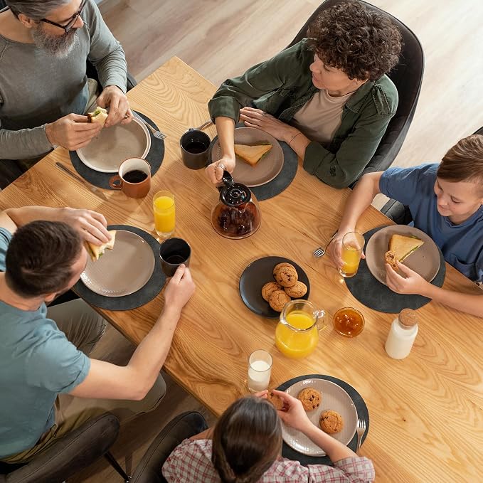 ADRIMER Placemats, Heat Resistant Round Placemats Set of 4 Washable, Waterproof Table Mats, Wipeable Faux Leather Place Mats for Kitchen, Dining Room, Dark Grey - Image 6