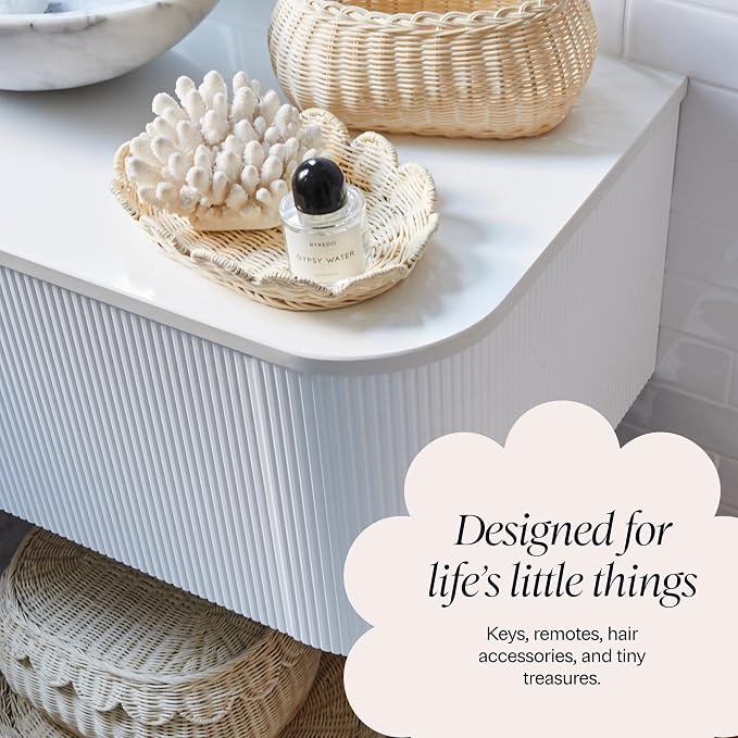BEBE BASK The Original Scalloped Basket with Lid - Set of 2 (15x11x6 In) | Handwoven & Award Winner, Sustainable Rattan, Wicker Basket With Scalloped Edge Lid, Nursery Storage, Scallop Basket, Natural - Image 6